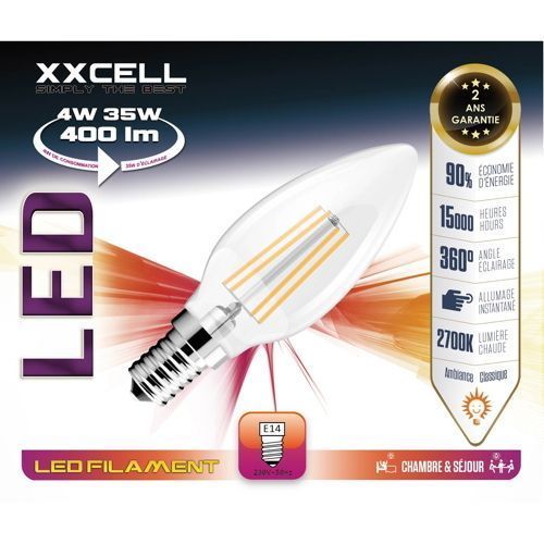 Ampoule LED filament Flamme E14 4W