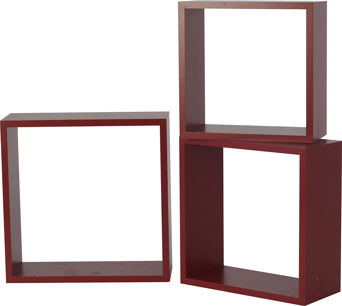 Set de 3 cubes 12 mm x 30 x 30 cm rouge - DECO SYSTEM