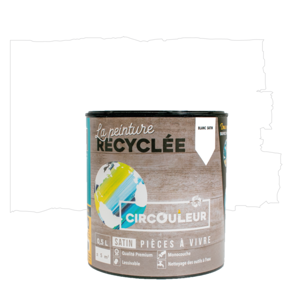 Peinture recyclée murs et boiseries Blanc Satin 0,5L - CIRCOULEUR