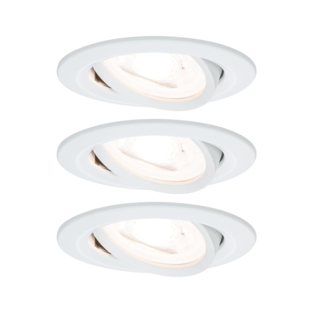 3 Spots LED encastrés orientables Nova IP44 6,5W 2700K 230V GU10 51mm Blanc dépoli/Alu