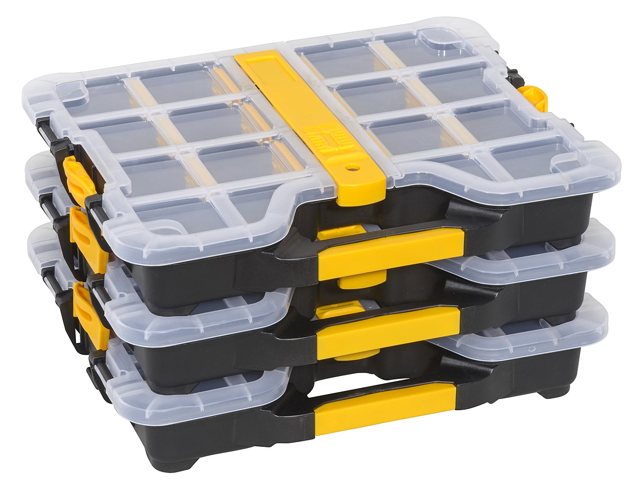 3 mallettes organiseur plastique Allit 12 cases avec fixation