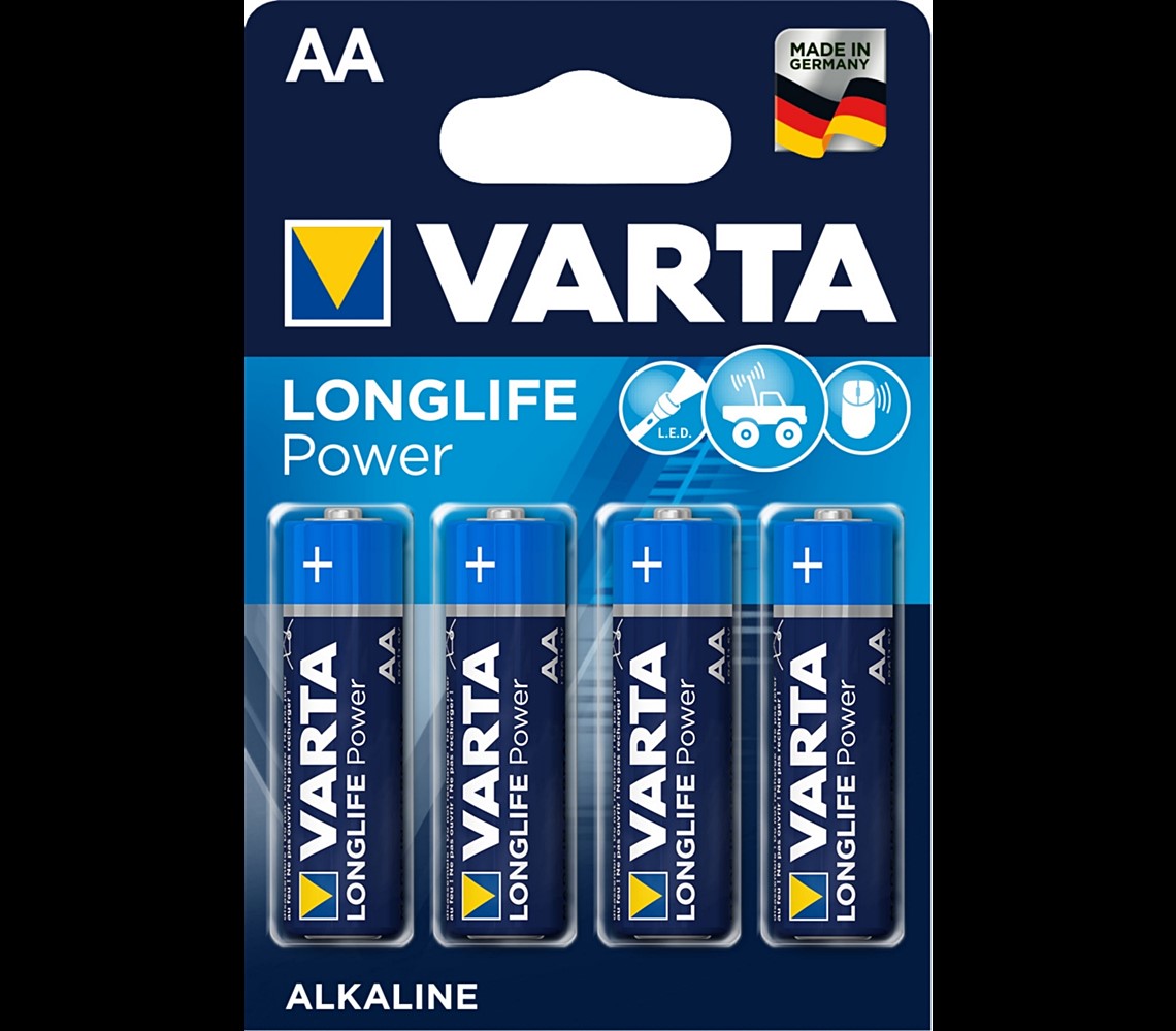 4 piles alcalines LR6 AA LongLife Powerv VARTA