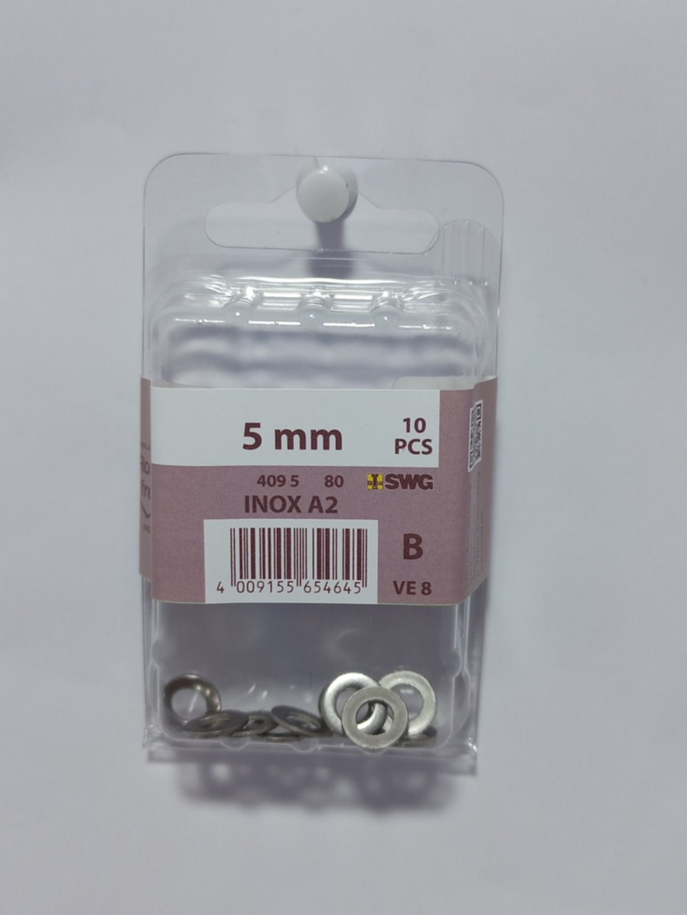 Rondelle 5 mm, acier inoxydable A2, DIN 125