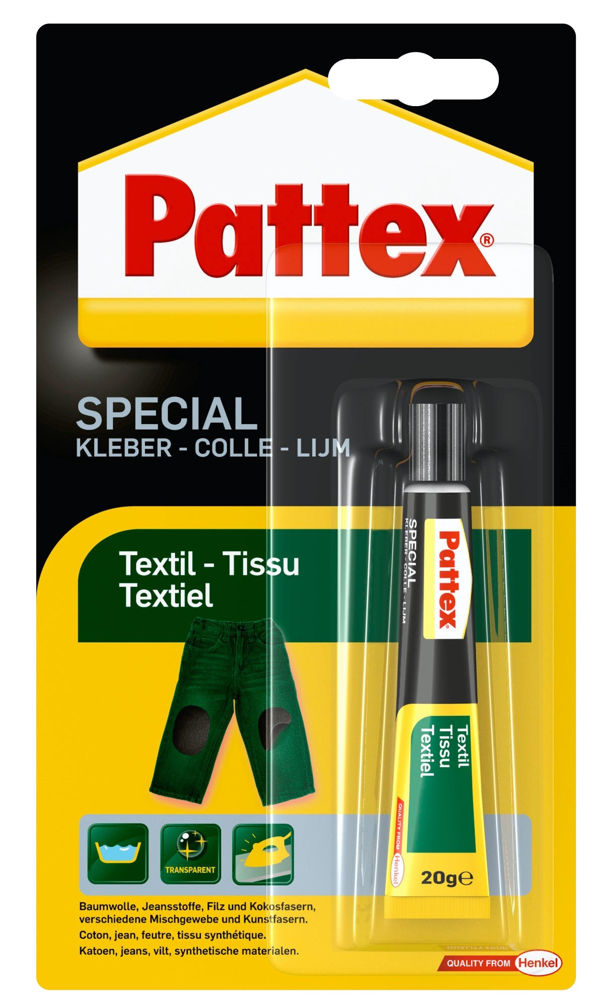 Colle spécialités matériaux textile 20g - PATTEX