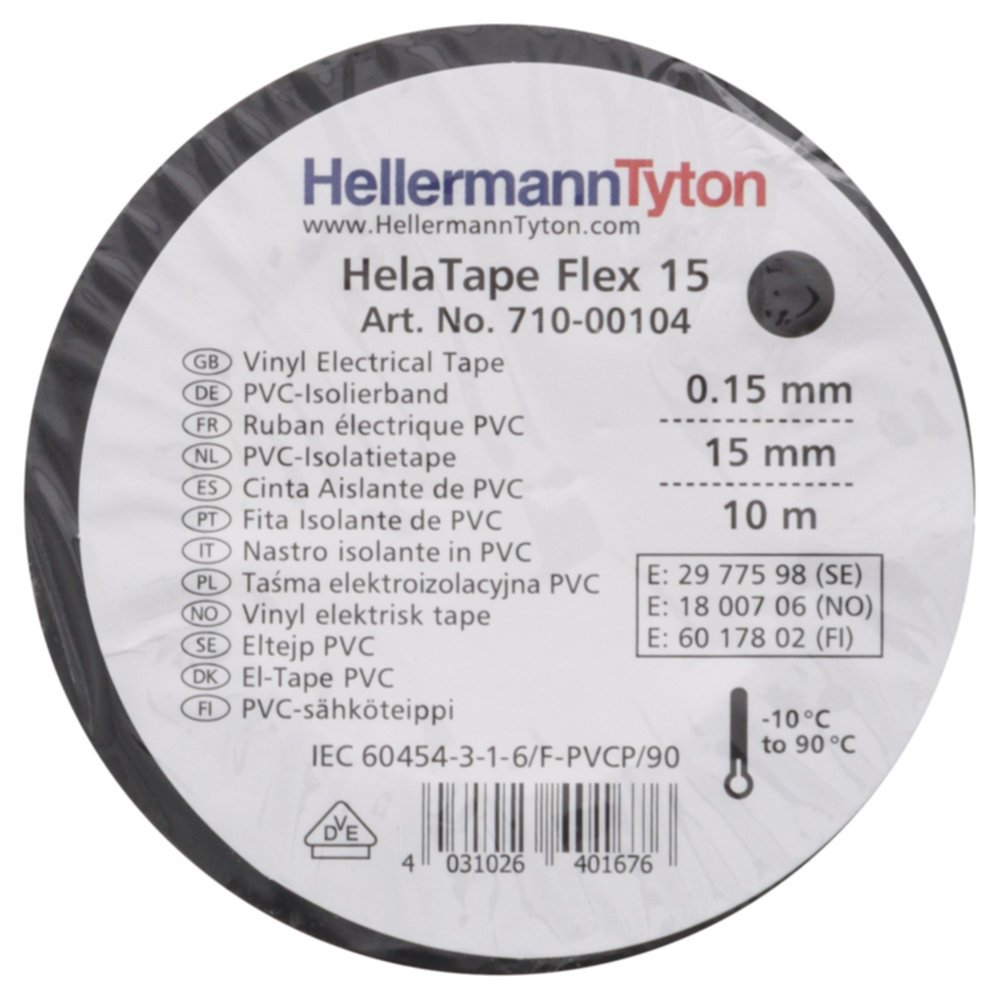 Ruban adhésif Isolant PVC HelaTape Flex 15 Noir 15x1 -HELLERMANNTYTON