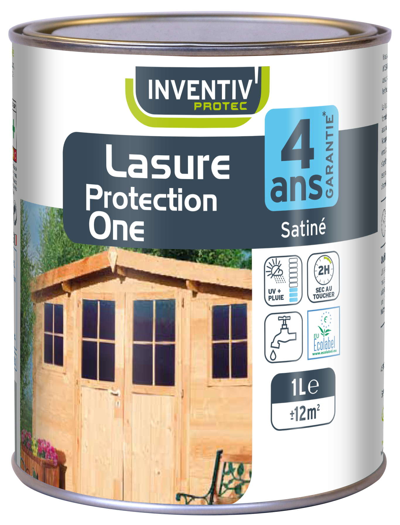 Lasure protection One 4 ans 1L chêne moyen - INVENTIV