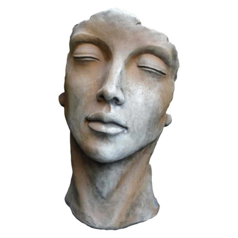 Statue visage femme effet rouille 115cm