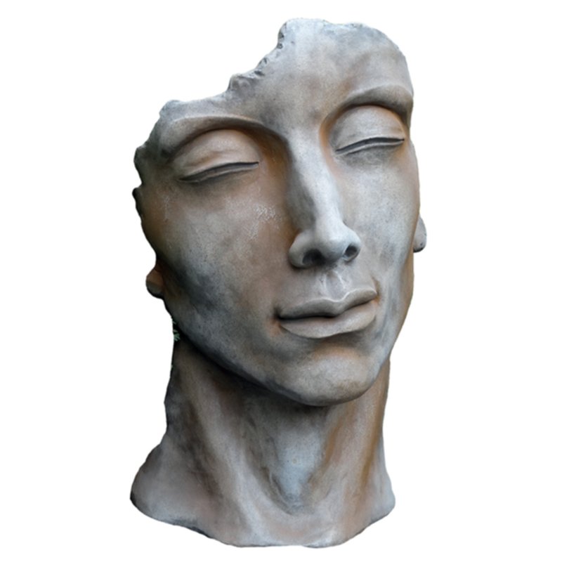 Statue visage homme effet rouille 115cm