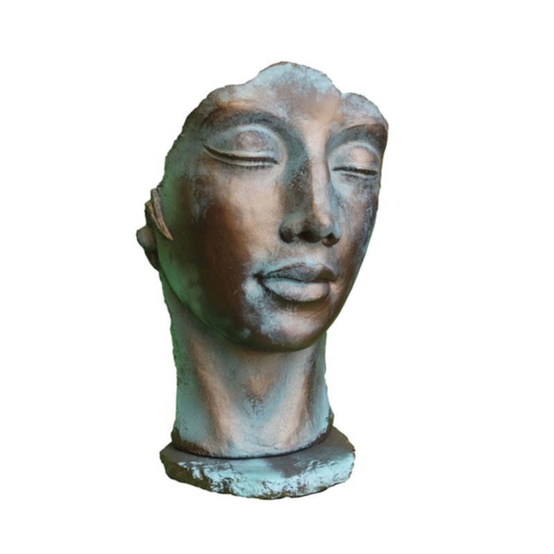Statue visage femme effet bronze 115cm