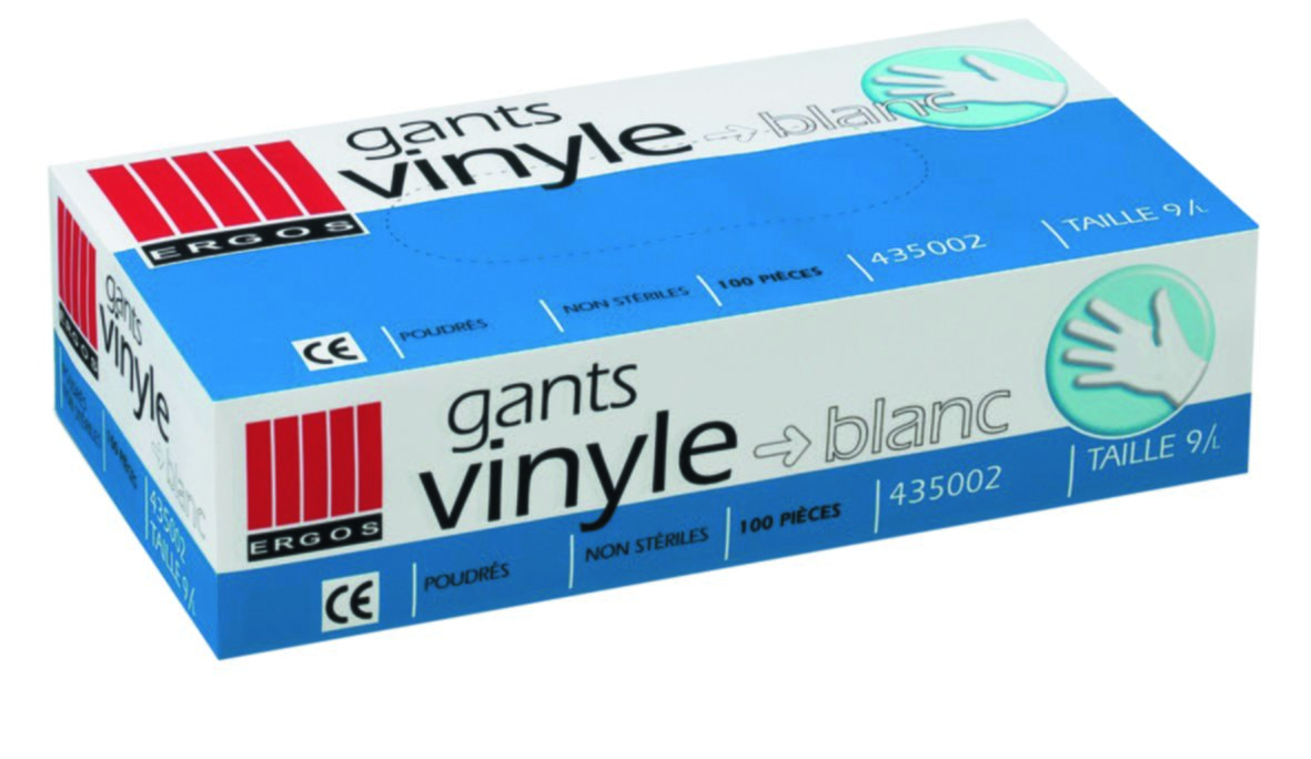 Boite 100 gants vinyle T.XL - ERGOS