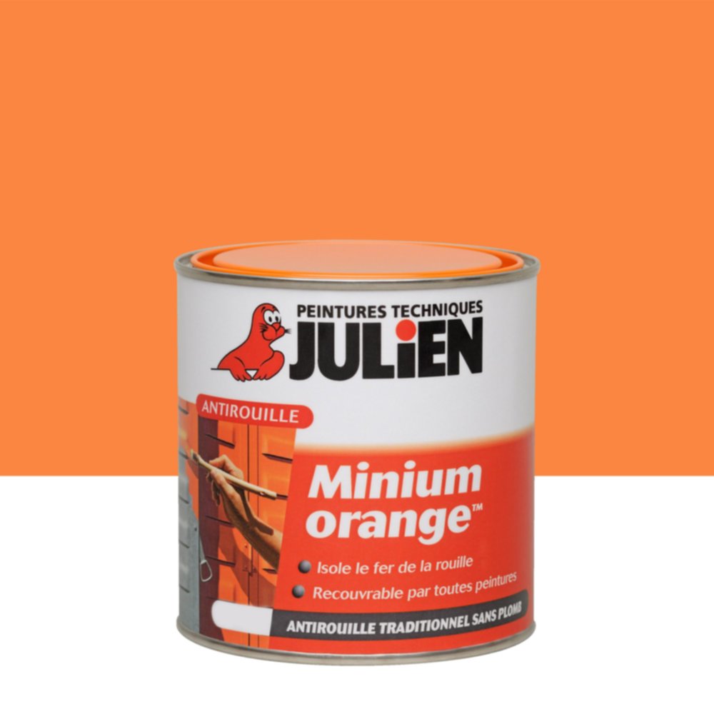 Primaire antirouille Minium Orange Mat 0,5L - JULIEN