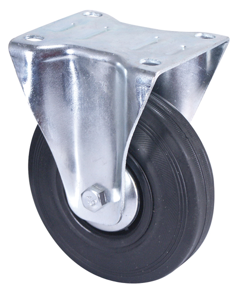 Roulette standard de manutention à platine fixe caoutchouc noir Ø125mm - Charge supportée 125 kg - CIME 