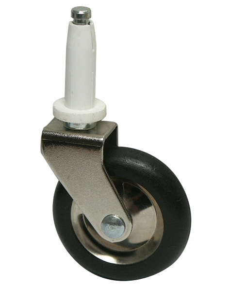 Roulette décorative à tige lisse pivotante PVC noir Ø50mm - Charge suportée 12 kg - CIME