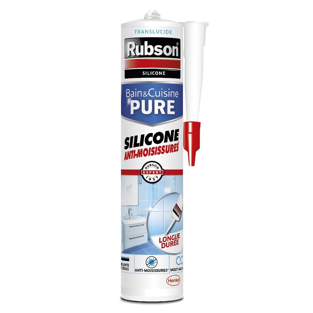 Mastic silicone Bain & Cuisine 280 mL transparent - RUBSON