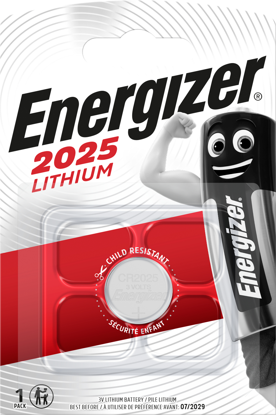 Pile CR2025 3V Lithium Energizer Bouton B1