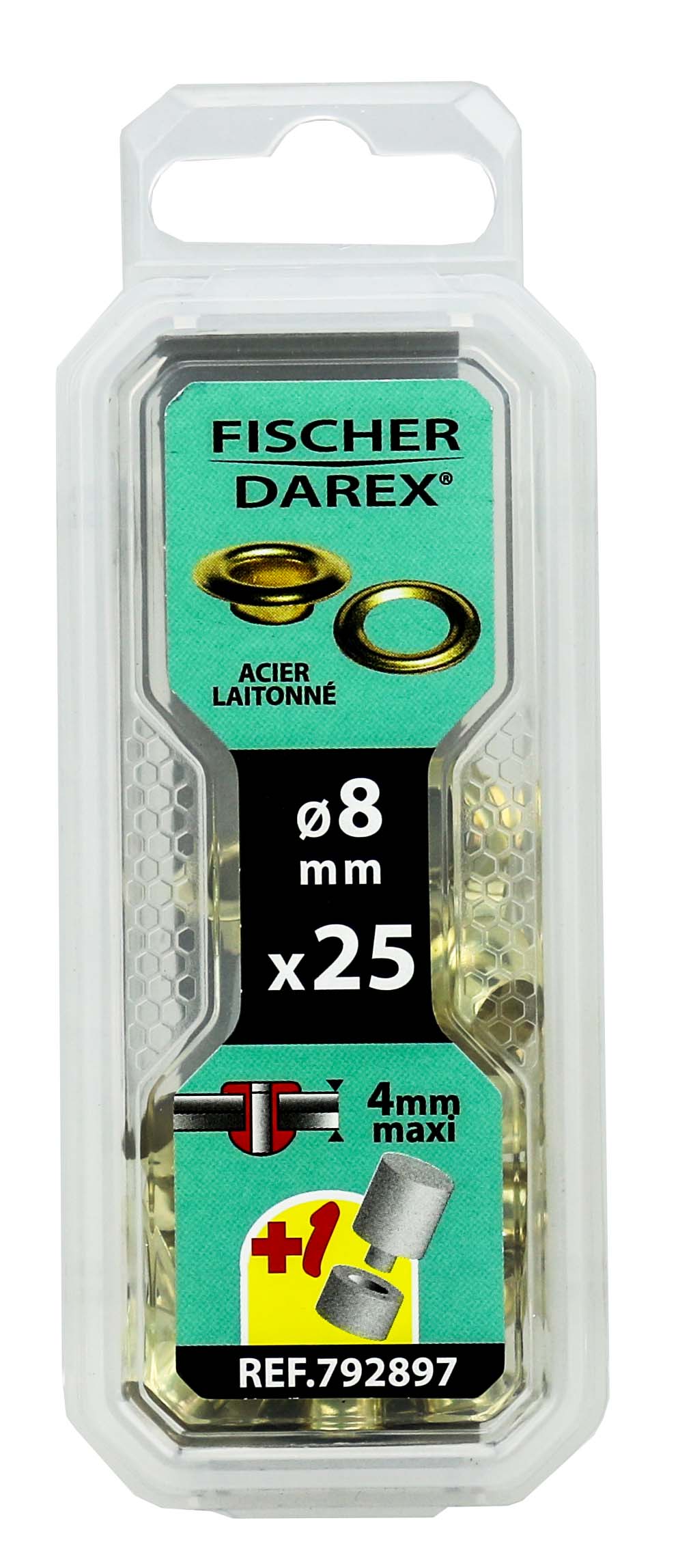 25 oeillets 8mm acier laitoné, outils de pose - FISCHER DAREX