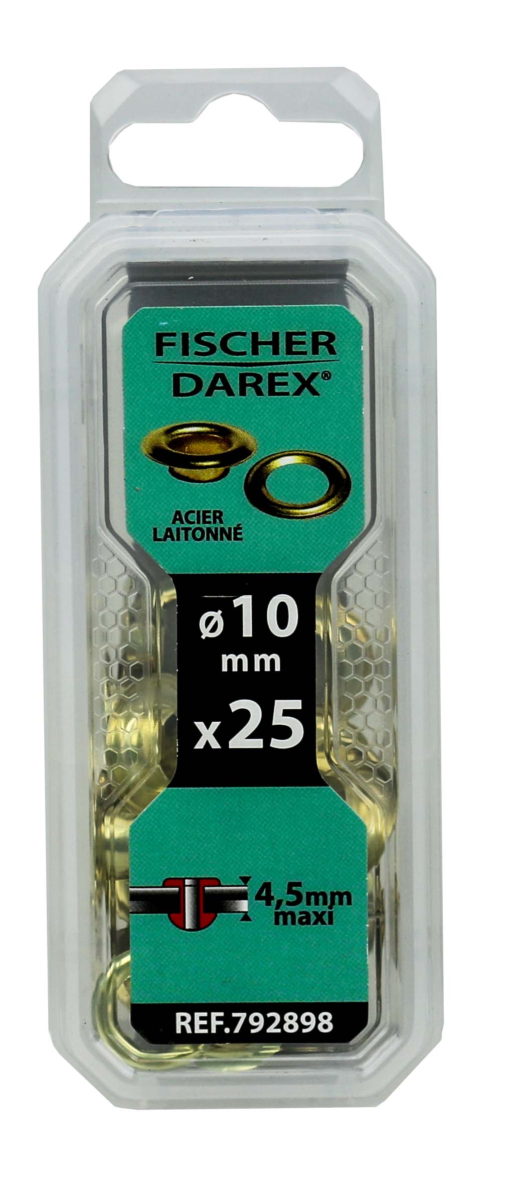 oeillets 10mm x 25pcs acier laitone - FISCHER DAREX