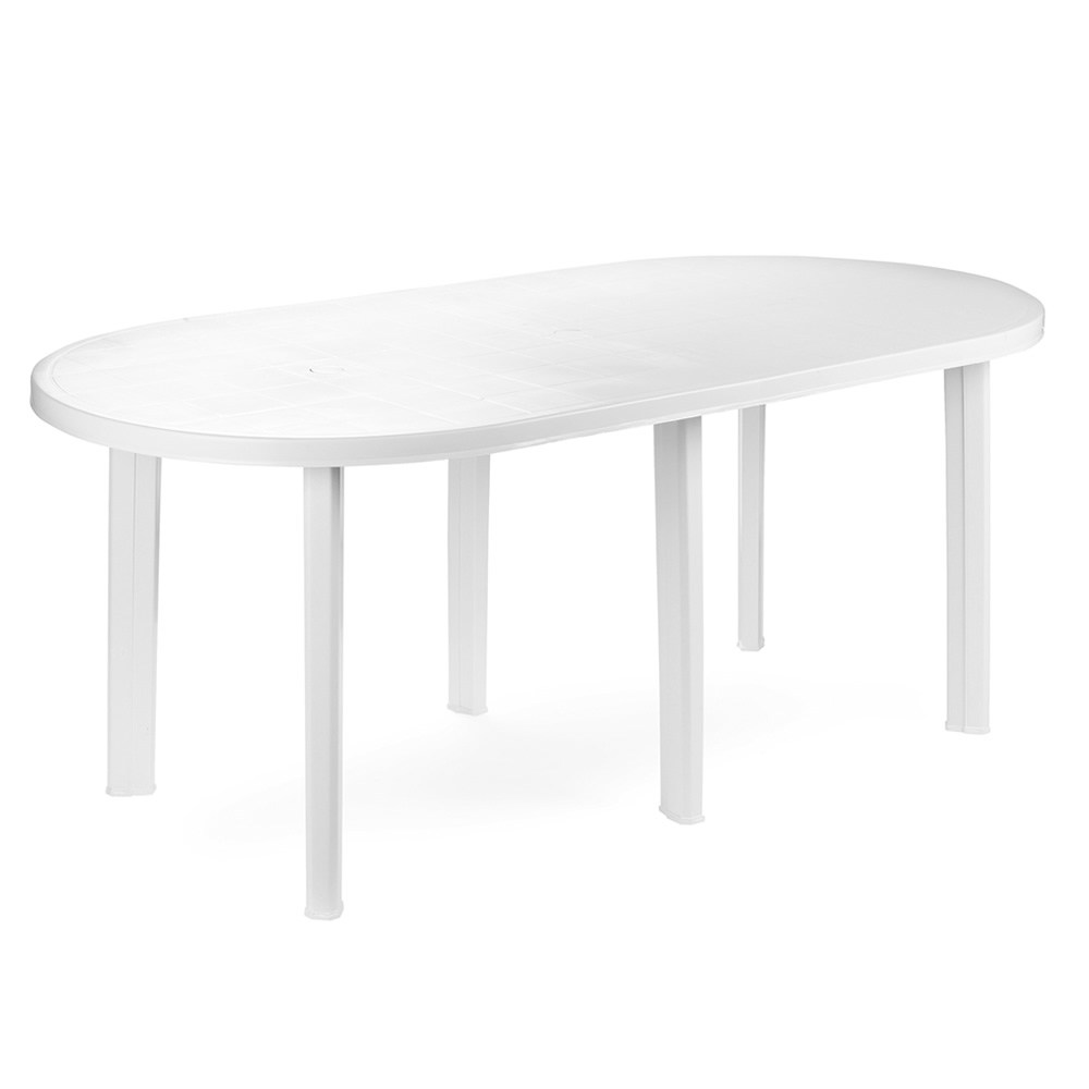 Table de jardin ovale résine Faro 180x90x72cm Blanc - PROGARDEN