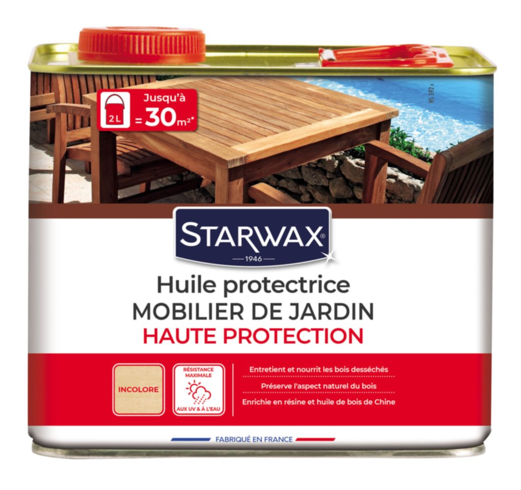 Huile protectrice mobilier de jardin en bois incolore 2L - STARWAX