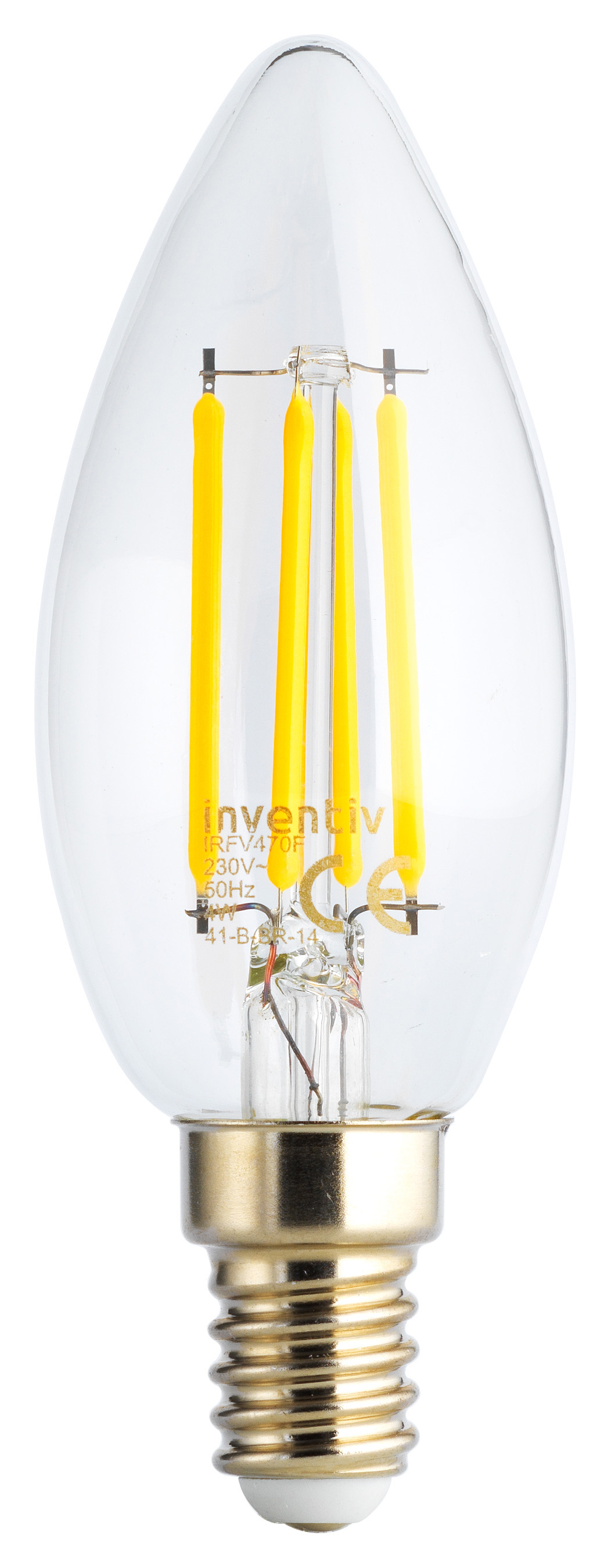 Ampoule Retroled flamme transparent E14 5W blanc chaud - INVENTIV