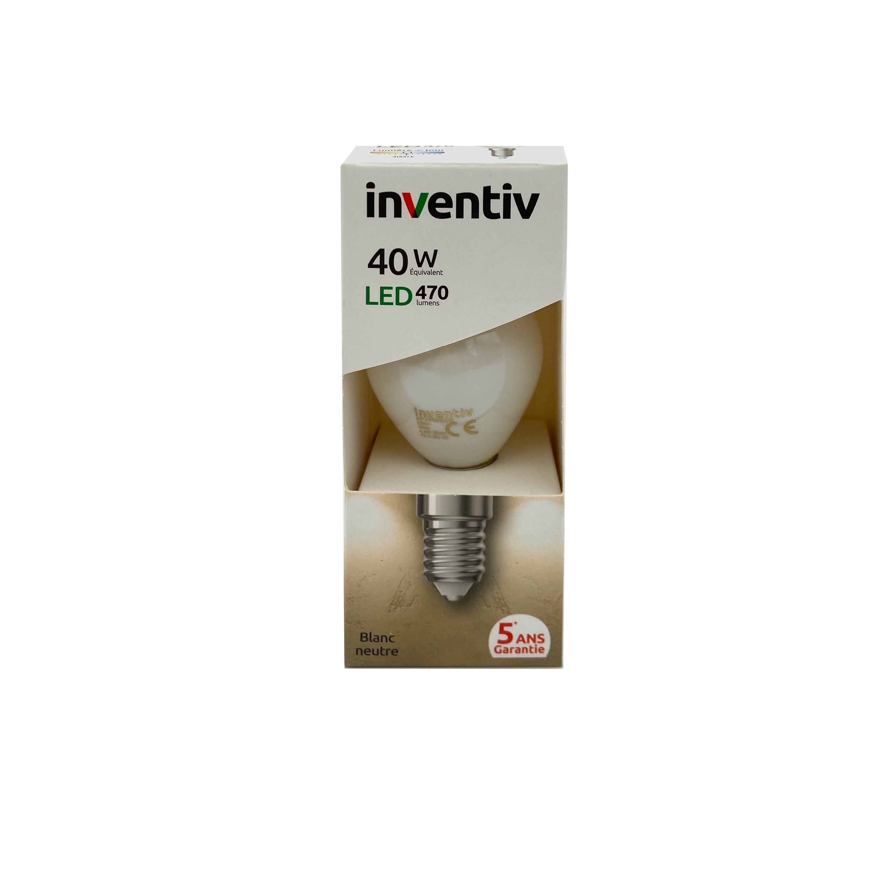 Ampoule Retroled filament E14 sphérique 5W blanc neutre - INVENTIV