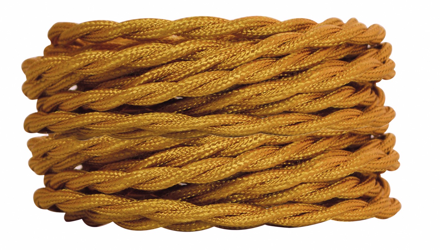 2 câbles tissu torsadés or antique 3m - TIBELEC 