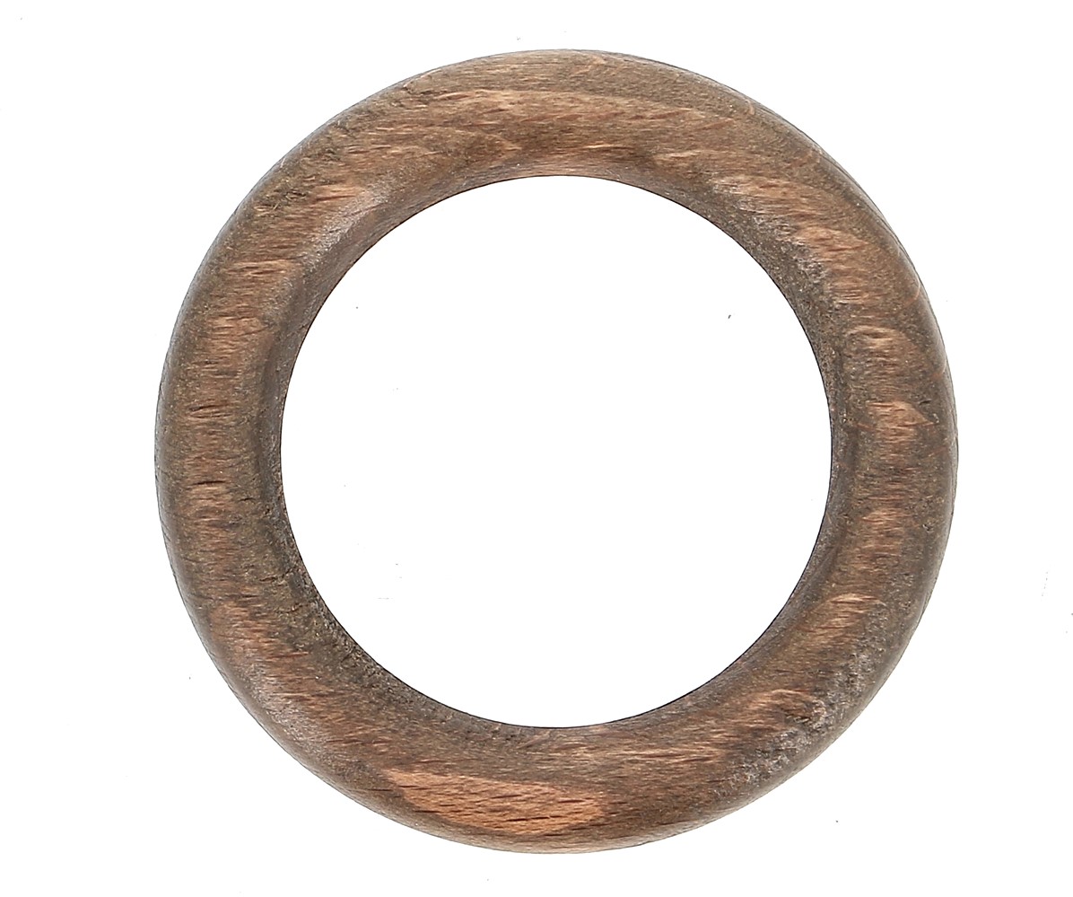 Lot de 10 anneaux bois 56 mm pour tringle à rideaux Ø28 chêne foncé - INVENTIV