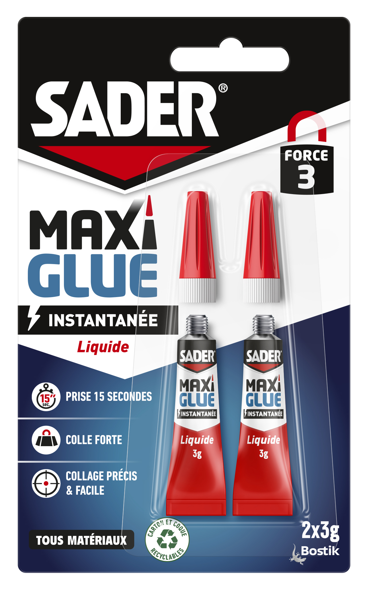 Colle cyanoacrylate Maxiglue Liquide 2x3gr - SADER