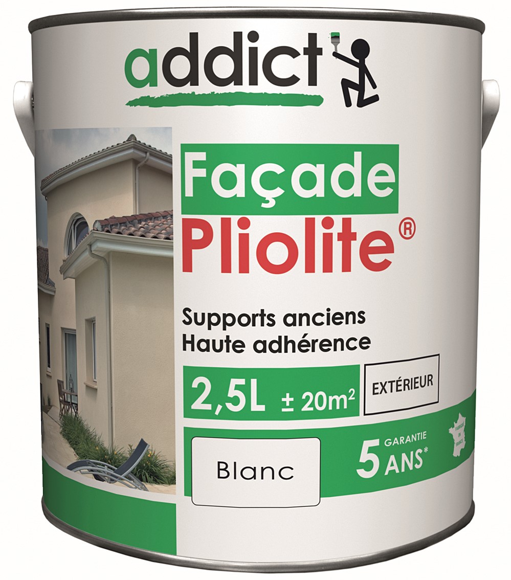 PEINTURE FACADE “ADDICT” 100% PLIOLITE 2,5 L BLANC