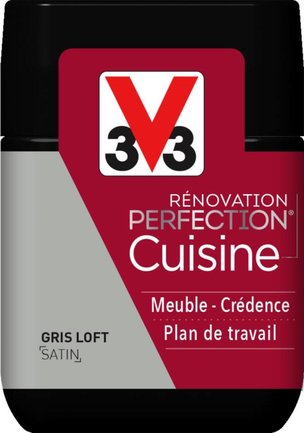 Testeur de peinture rénovation cuisine Perfection gris loft satin 75ml - V33