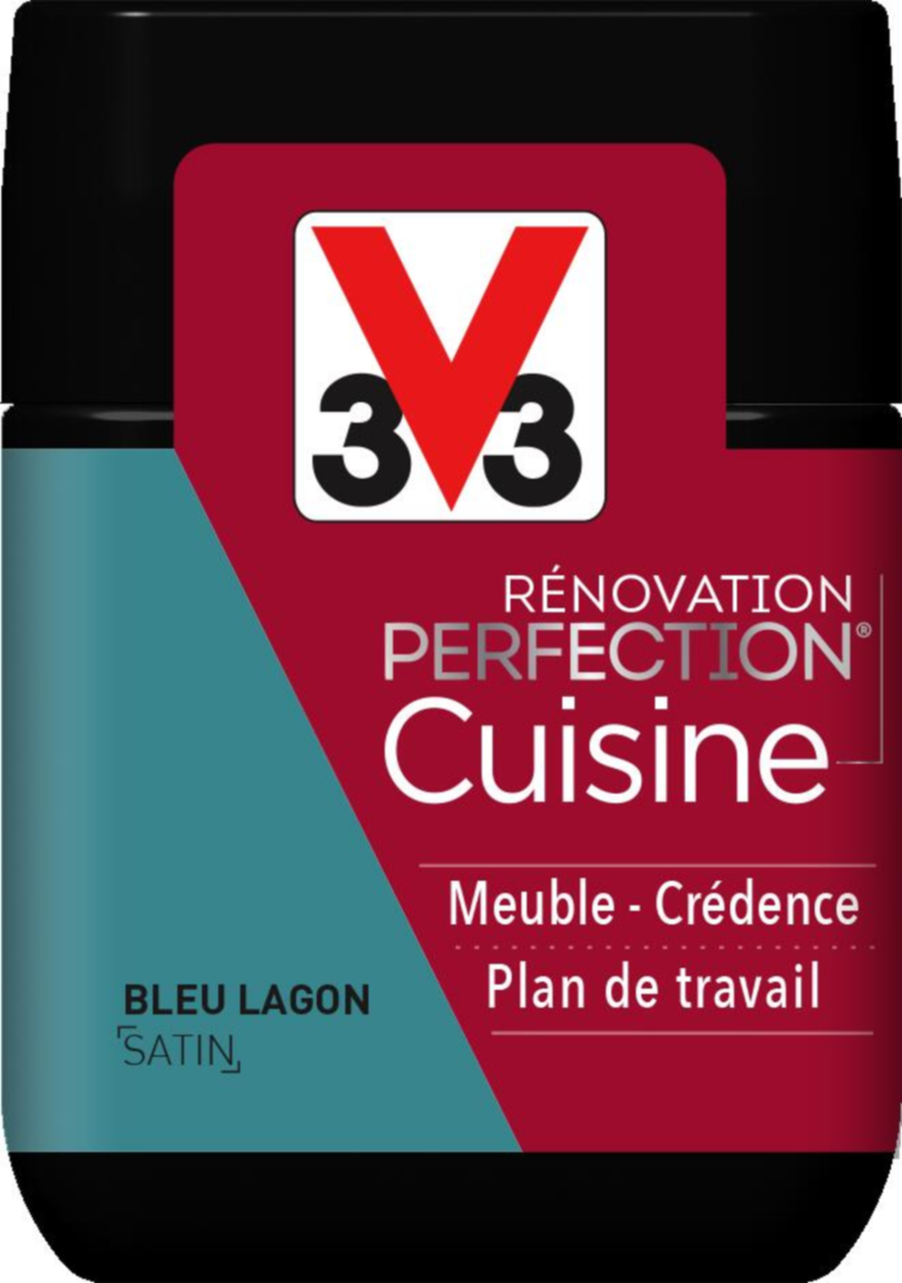 Peinture rénovation cuisine Perfection bleu lagon satin testeur 75ml - V33