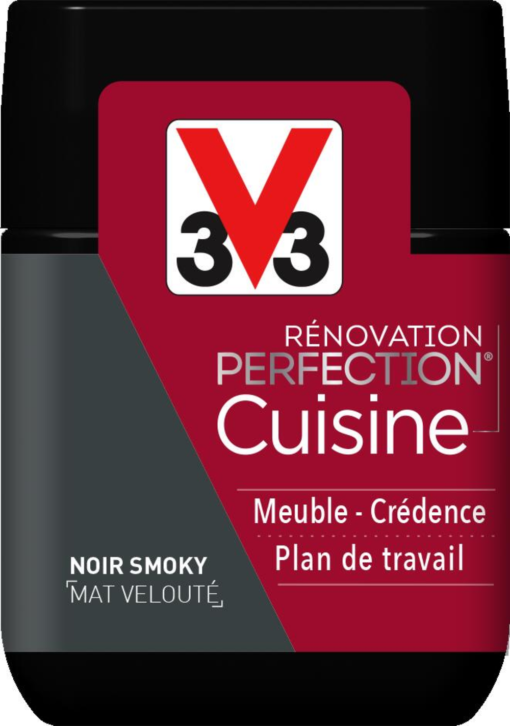 Testeur de peinture rénovation cuisine Perfection noir smoky mat 75ml - V33