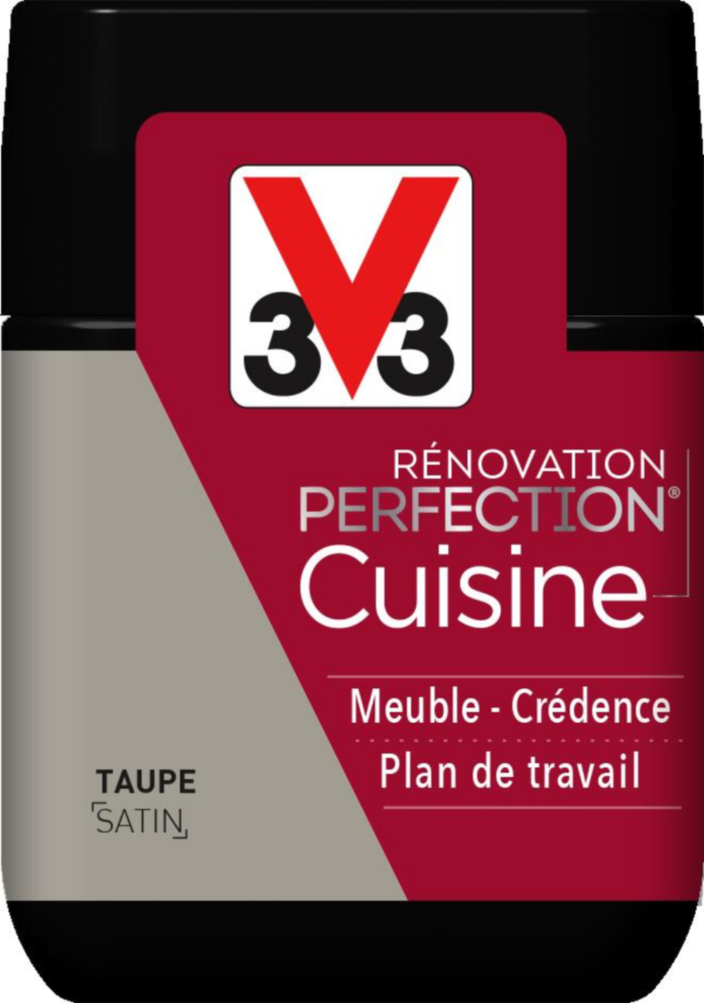 Peinture rénovation cuisine Perfection taupe satin testeur 75ml - V33