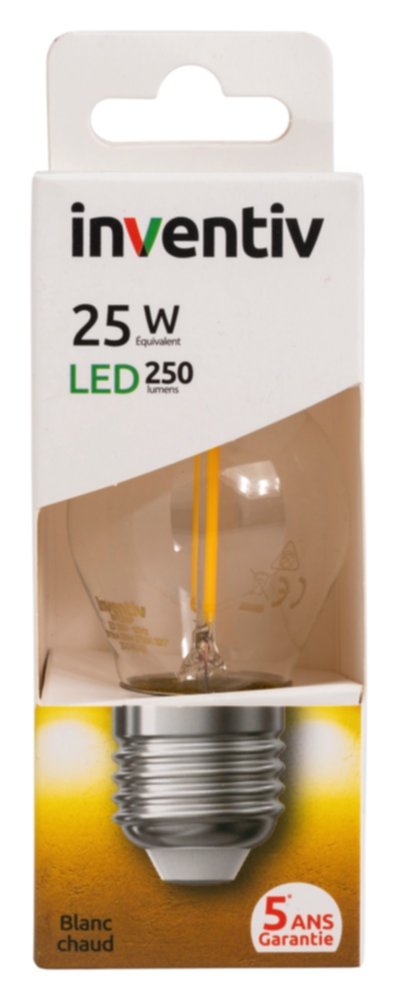 Ampoule led filament E27 250lm 3W blanc chaud - INVENTIV