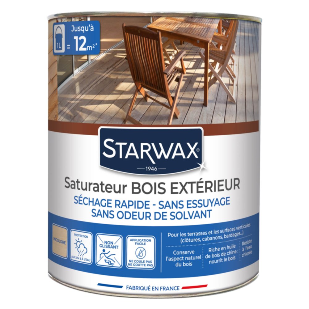 Saturateur terrasse bois incolore 1L - STARWAX