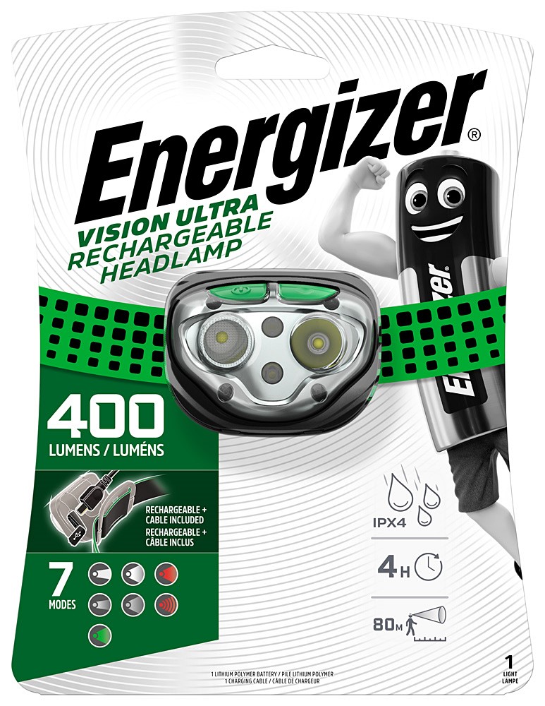 Lampe frontale  rechargeable vision ultra energizer 400 lumens - ENERGY SERVICE