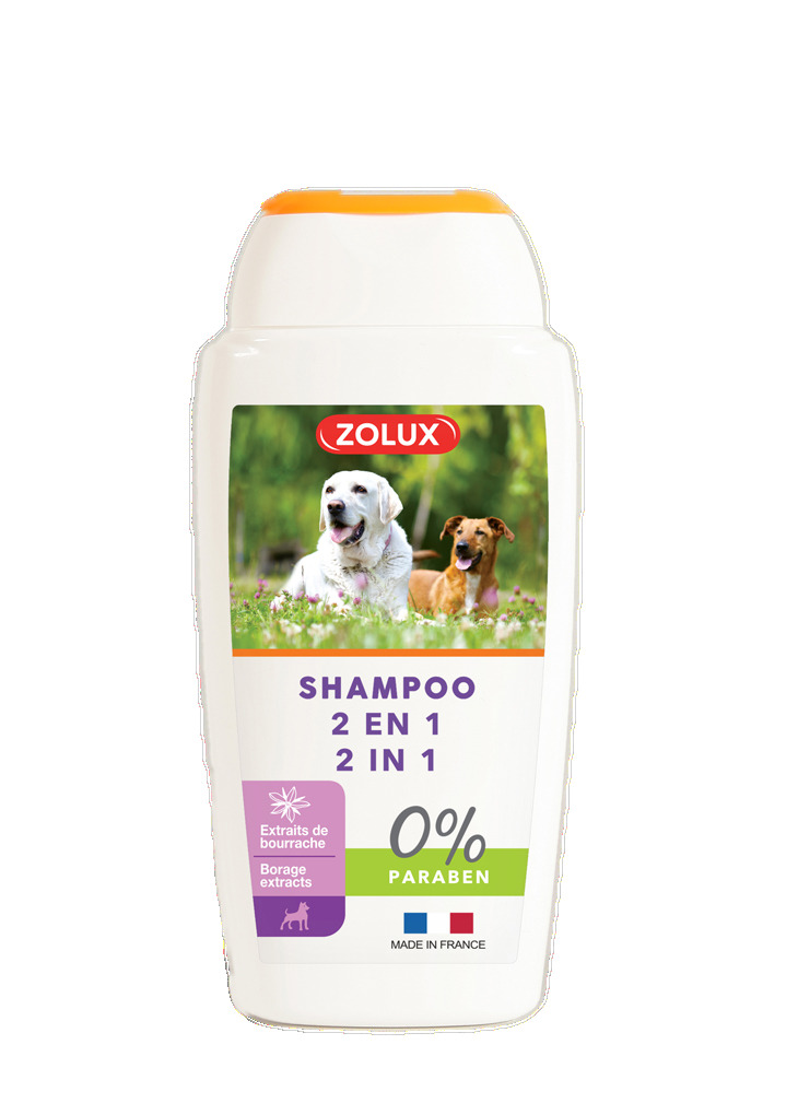 Shampooing pour tous les chiens 2 en 1 nettoie et oxygène le poil sans paraben 250 ml