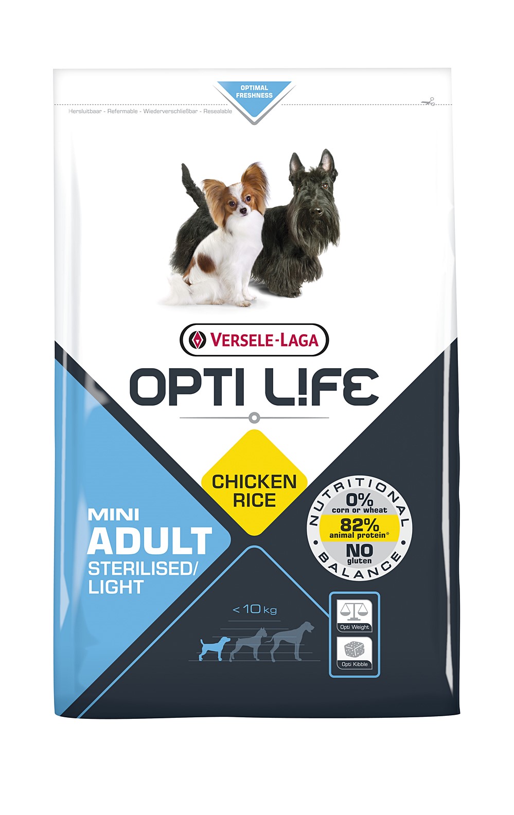 Aliment chien opti life adult light mini 2,5kg