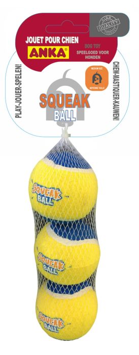 3 Jouets Sonores Chien Balle Tennis Squeak Ball Ø6,35cm - ANKA - le Club