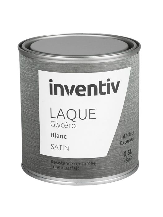 Peinture Laque Glycéro Blanc Satin 0,5L - INVENTIV - le Club