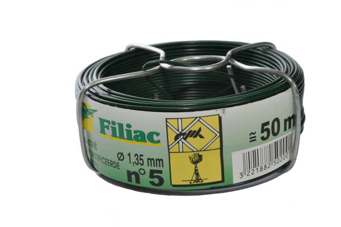 Bobine fil de fer plastifié vert n°5 Ø1,35mm L.50m - FILIAC