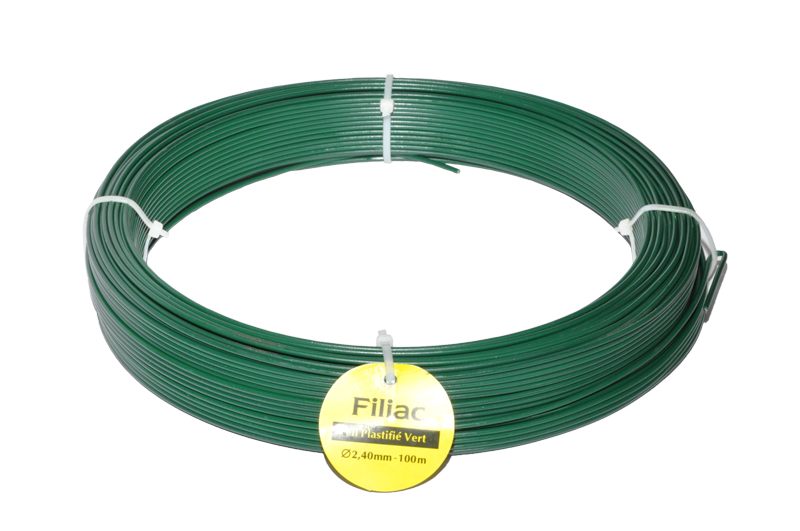 Fil de tension plastifié vert Ø2,4mm L.100m - FILIAC