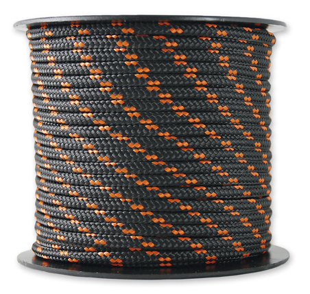 Corde tressée noire/orange résistance 200 kg ∅ 3 mm L.25 m - CHAPUIS