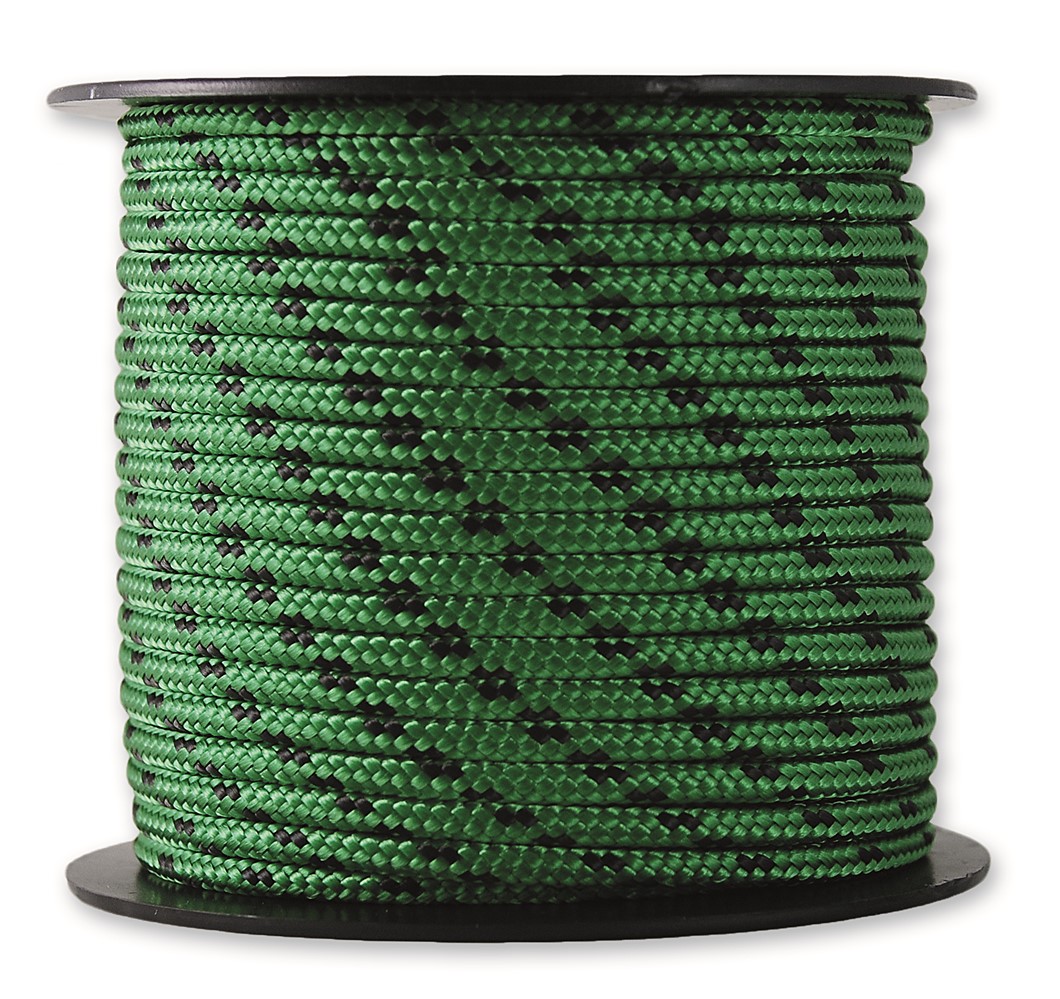 Corde tressée résistance 200 kg - Ø 3 mm x 25 m - verte/noire - CHAPUIS