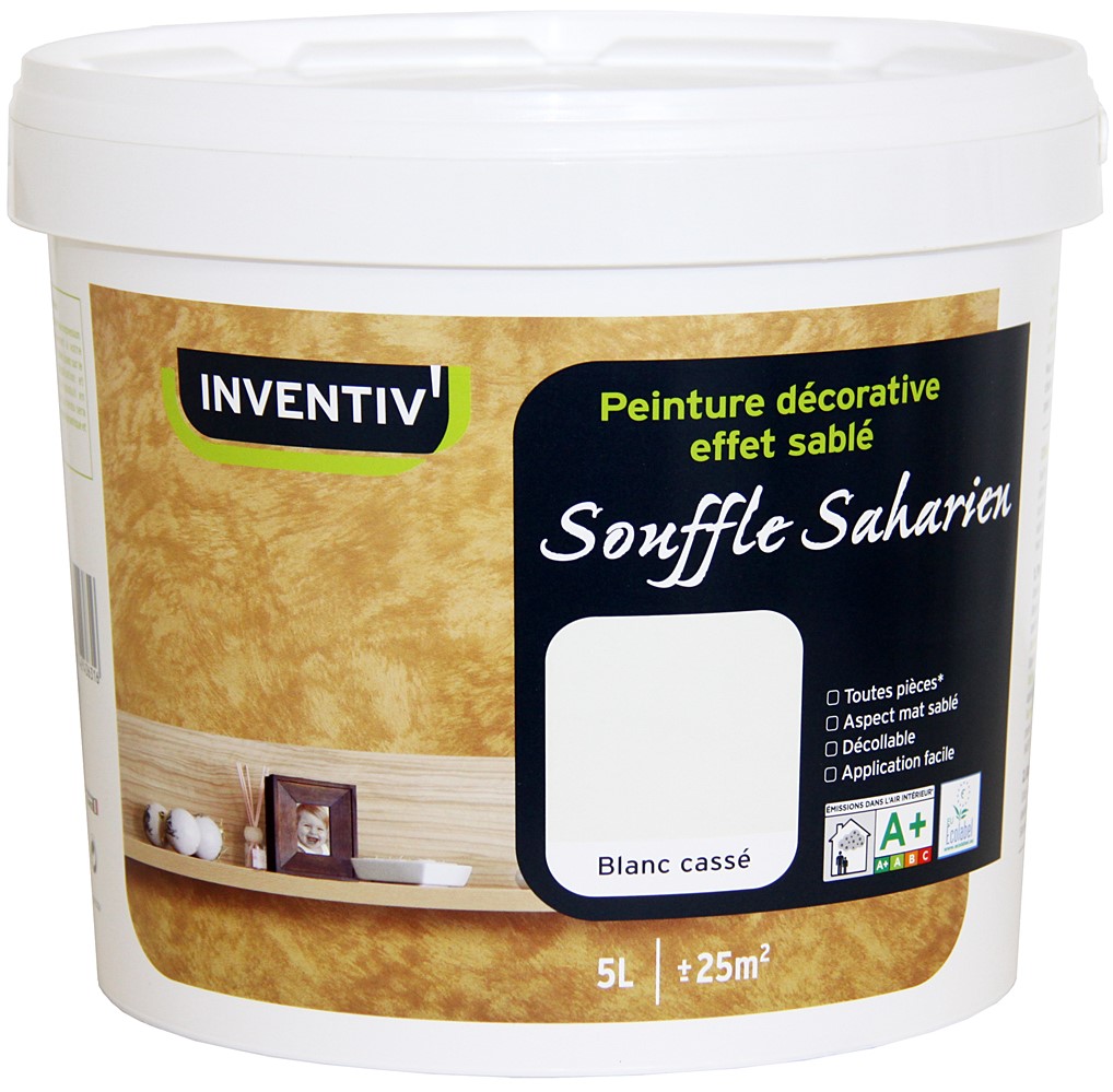 Peinture décorative effet sablé Souffle Saharien 5L Blanc cassé - INVENTIV