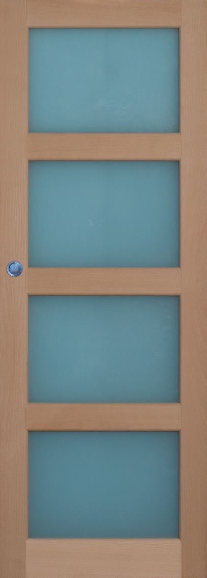 Porte coulissante hêtre 4 panneaux H.204 x l.73 cm