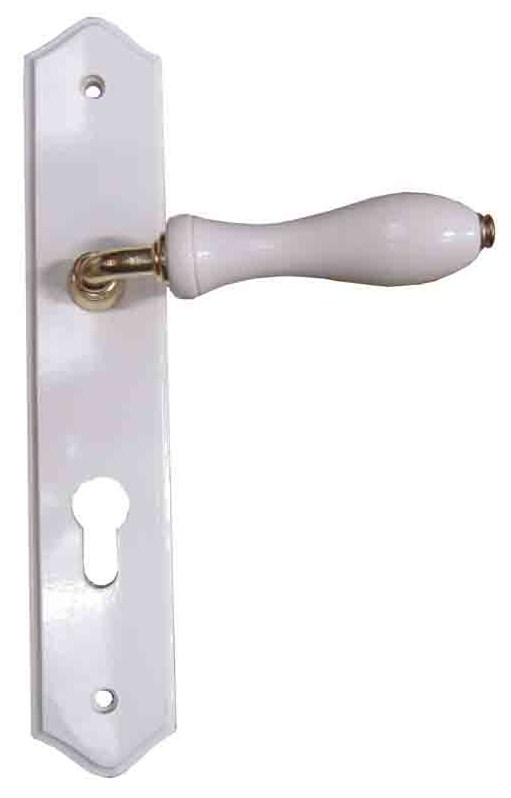 Poignée de porte à cylindre bois blanc entraxe 195mm - 1ER