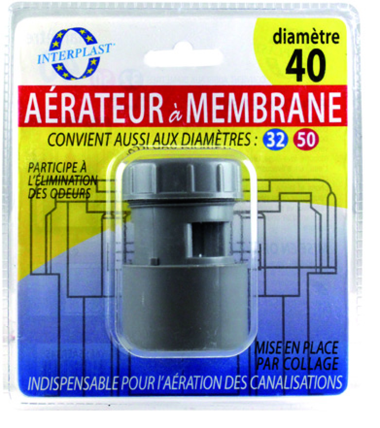 Aérateur à membrane pvc ø 32 40 50 ss blister - INTERPLAST