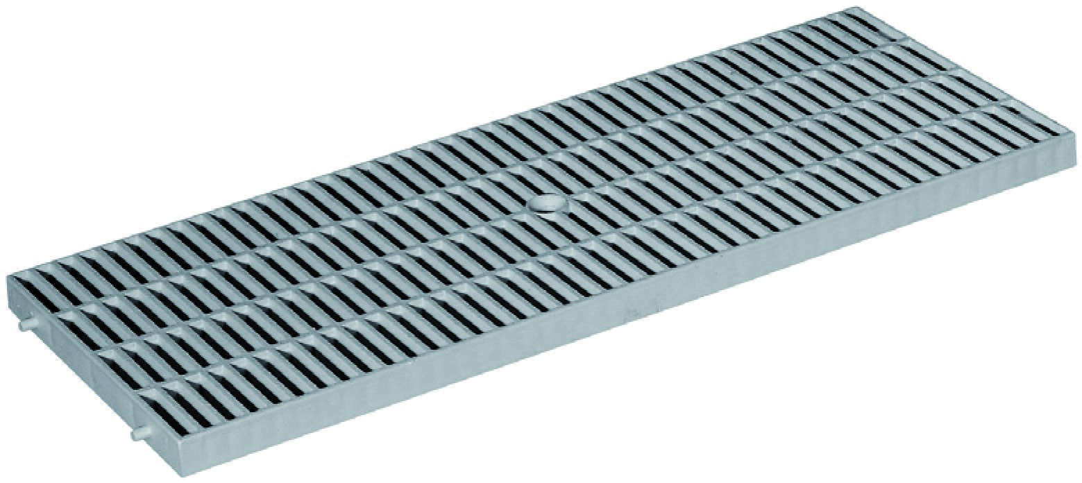 grille caniveau polypropilène 200 x 500 mm gris - INTERPLAST