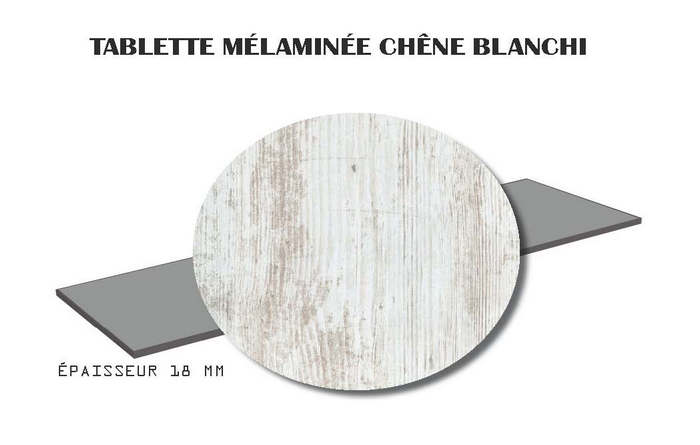 Tablette mélaminée Chêne Blanchi 18mm 120x30cm